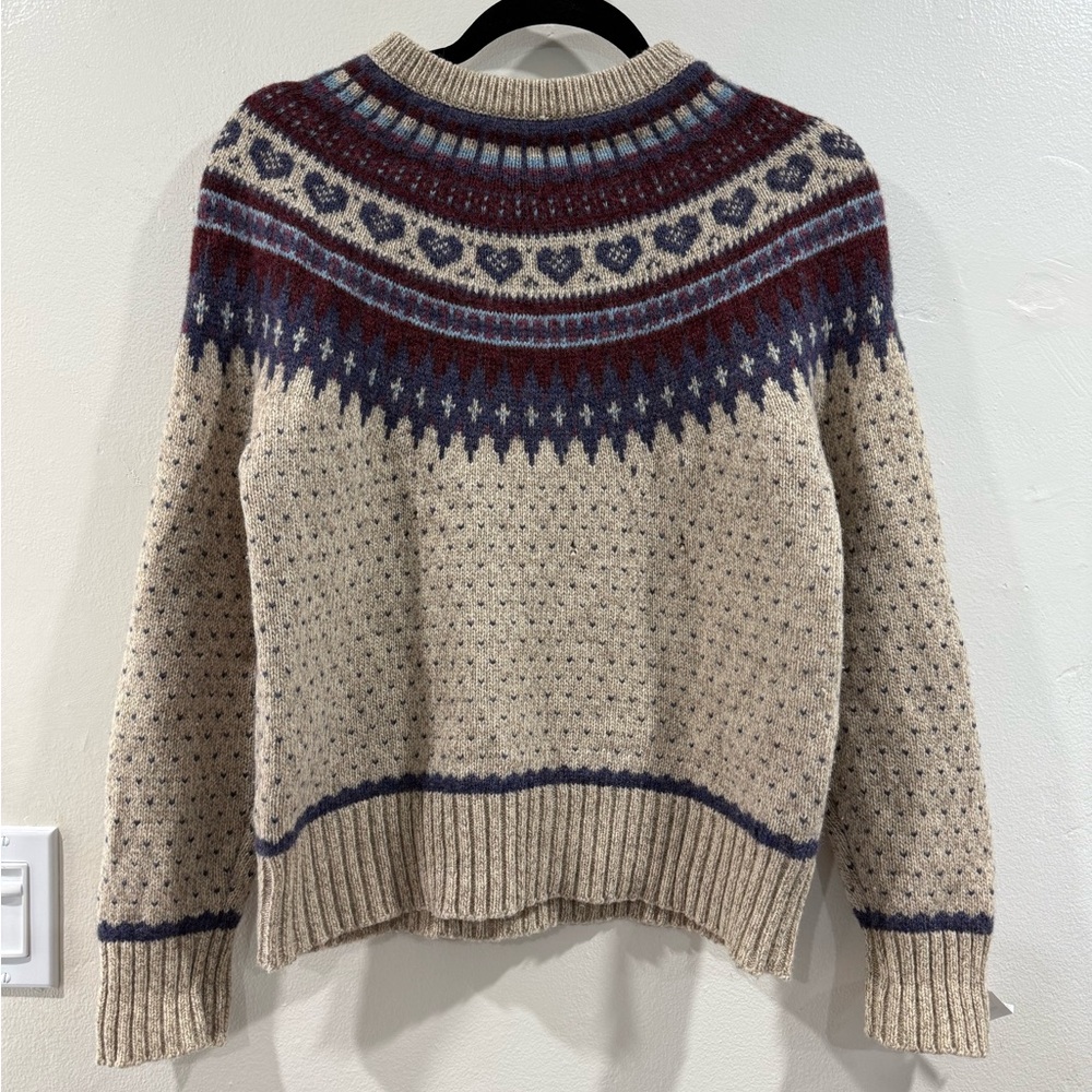 90s EDDIE BAUER heart sweater fair isle sweater heart print wool sweater